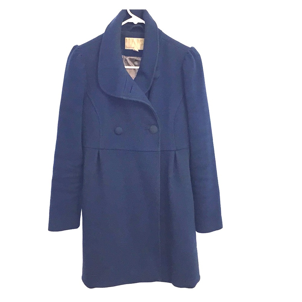 Wool Blend Teal Blue Coat S